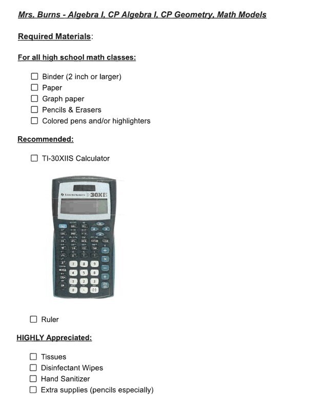 School Supply List