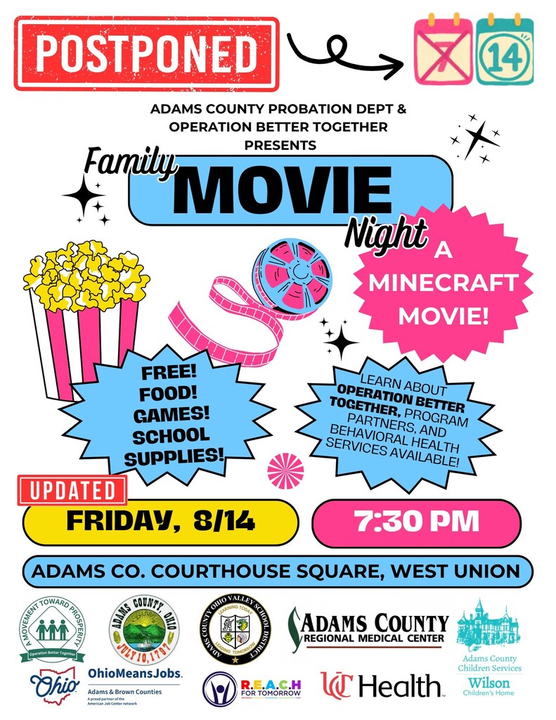 🎬🍿 FAMILY FUN + FREE SCHOOL SUPPLIES! ✏️🎒 Check out this GREAT opportunity provided by the Adams County Probation Department and Operation Better Together! 🙌 Families can come out to: 🎥 Enjoy a family movie 🍕 Grab some food 🎮 Play games 🎒 Pick up FREE school supplies for the upcoming school year! With school just around the corner, this is an opportunity you DON’T want to miss! 📚✏️ 👉 Bring the family, have some fun, and get ready for a great school year!