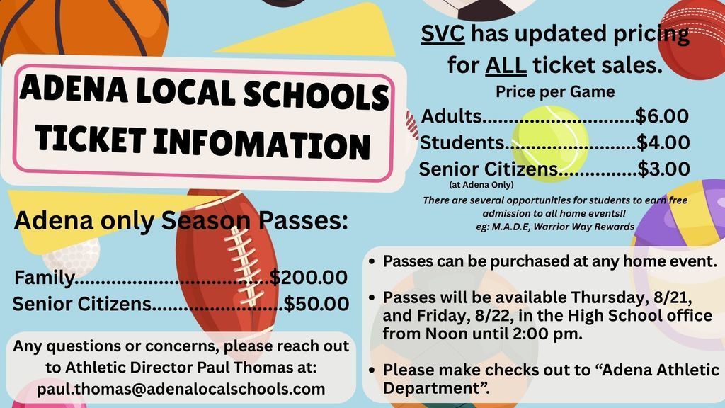 2025-2026 Adena Ticket Information