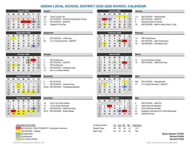 2025-2026 District Calendar