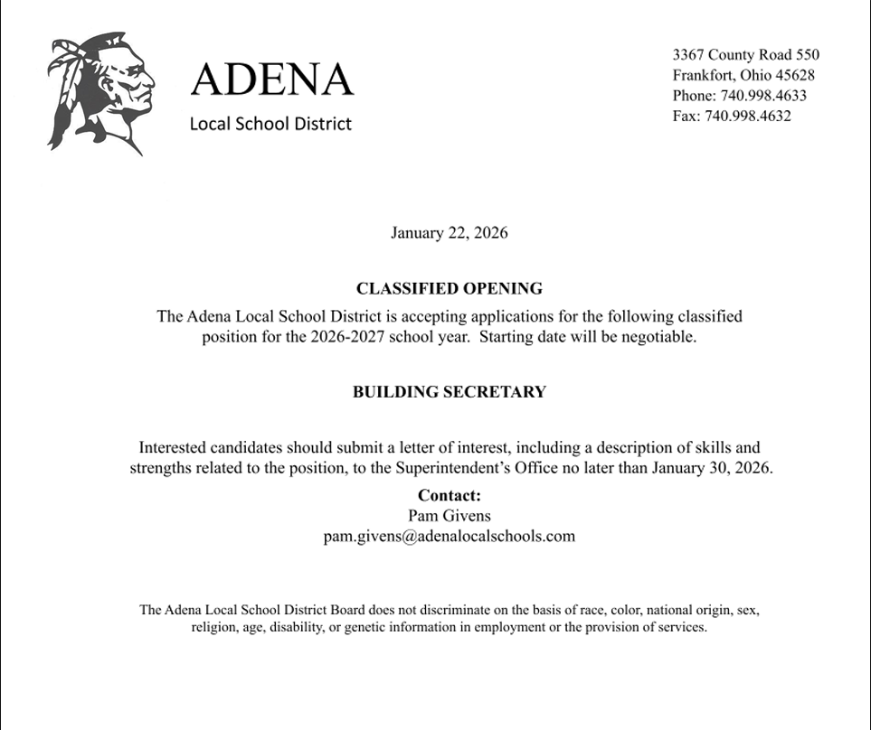 Building Secretary job posting.