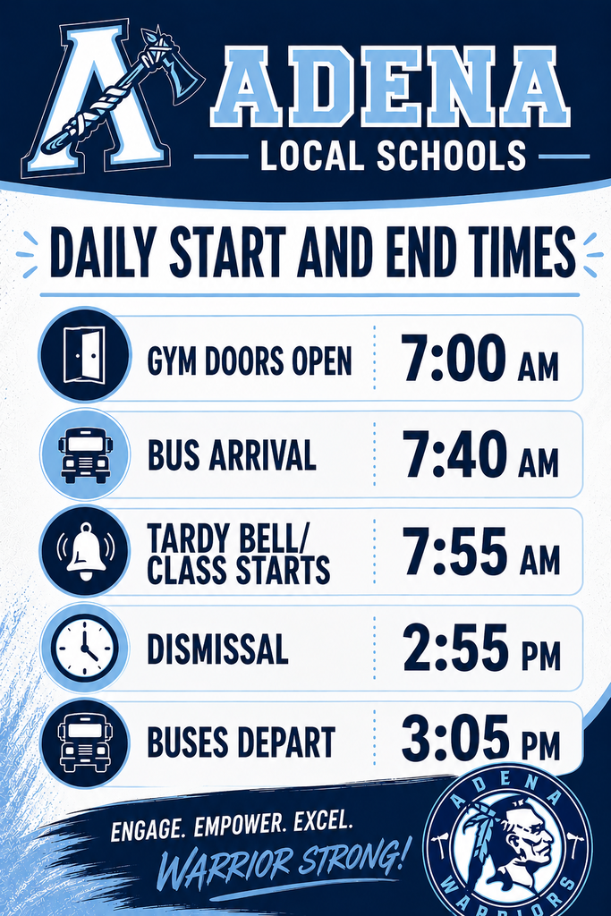 start and end times for the school day