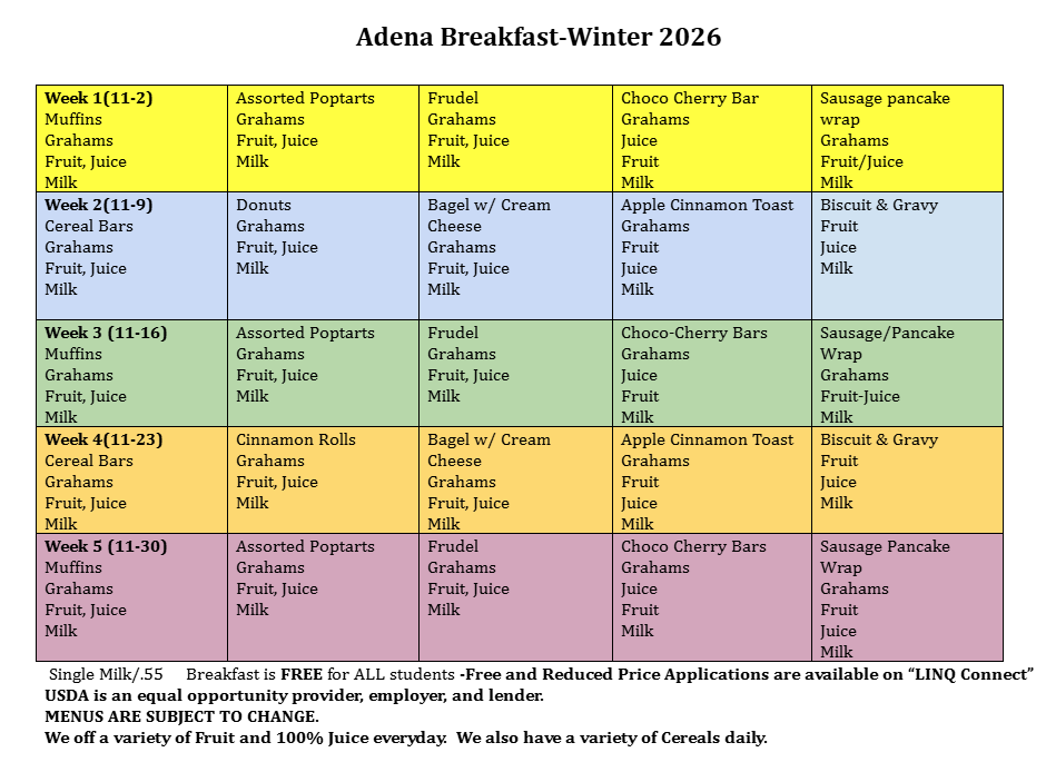 November breakfast menu