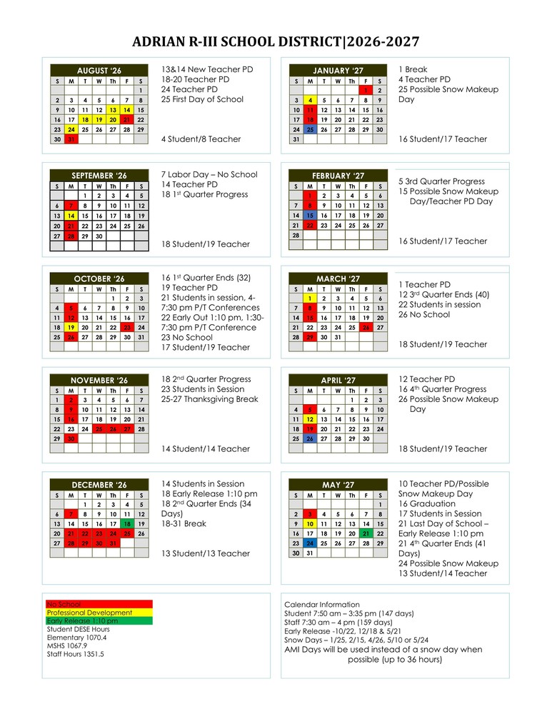 26-27 Calendar