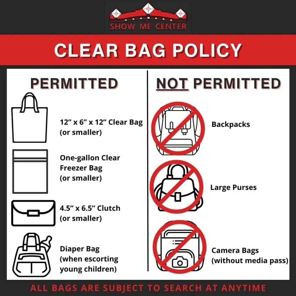 Clear bag policy for the Show Me Center