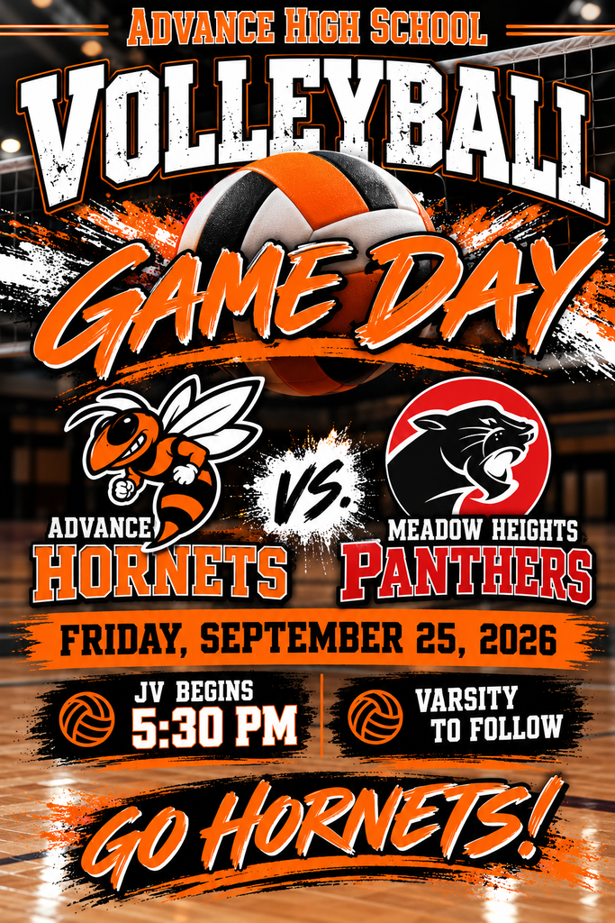 AHS Volleyball home game flyer for 9-25-26. 5:30pm start time