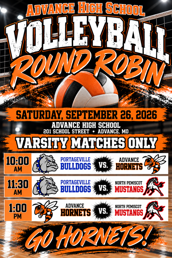 AHS Volleyball home round robin flyer for 9-26-26