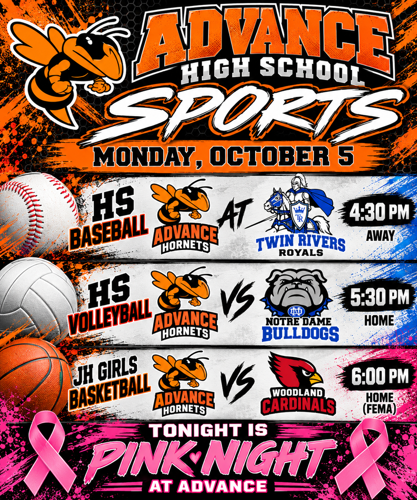 AHS sports for 10/5/2026. Pink Night at Advance