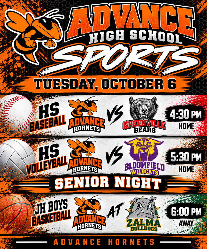 AHS sports for 10/6. Senior night for volleyball.