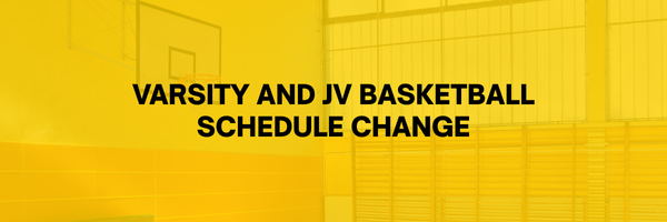 schedule change text with basketball court background