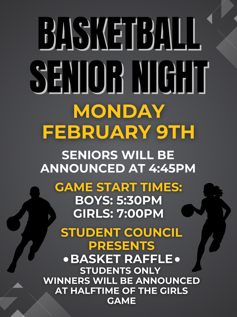 Join us on 2/9/2026 as we honor our Senior Athletes.  Announcing will be between games at approximately 6:45pm. 