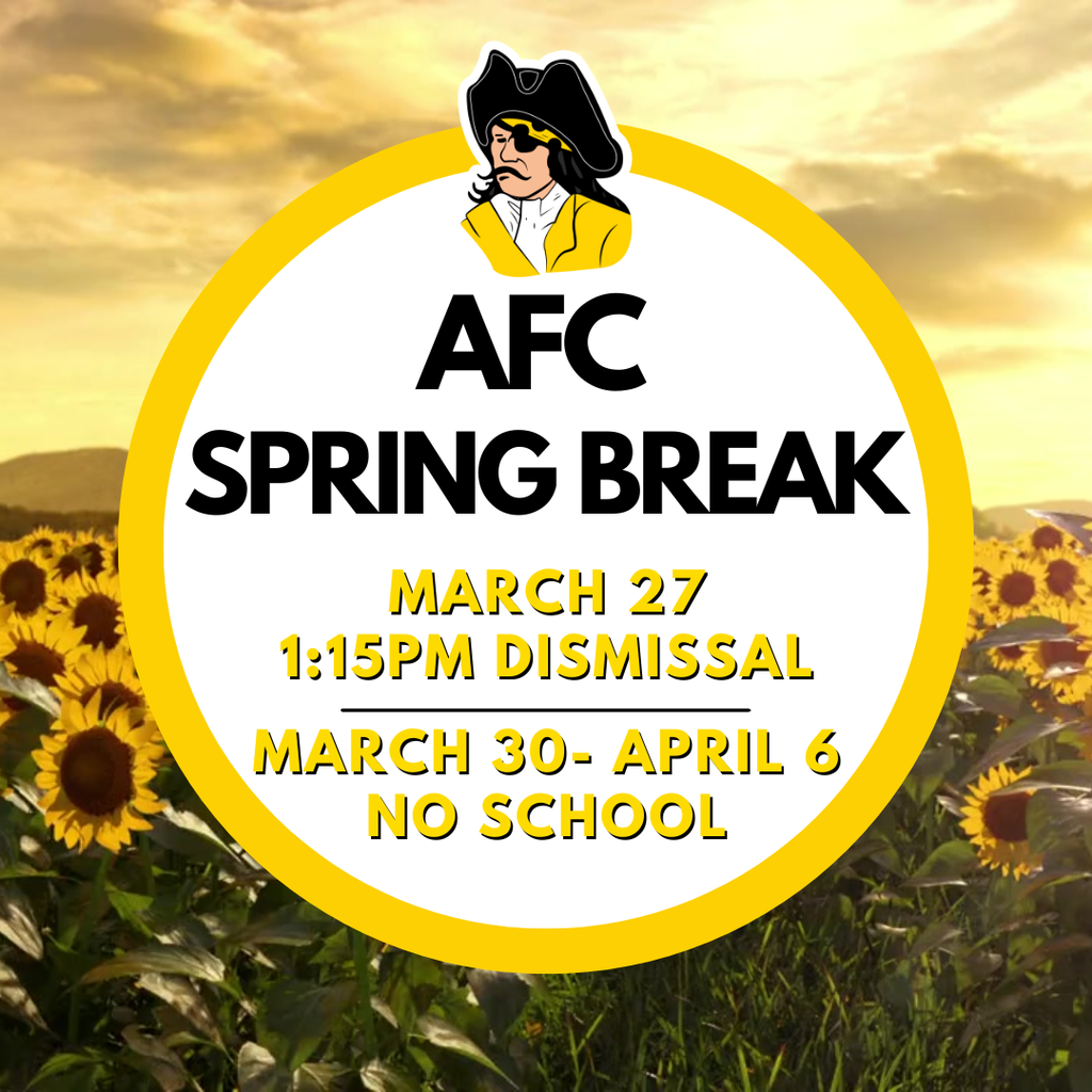 graphic that says spring break and shows sun flowers