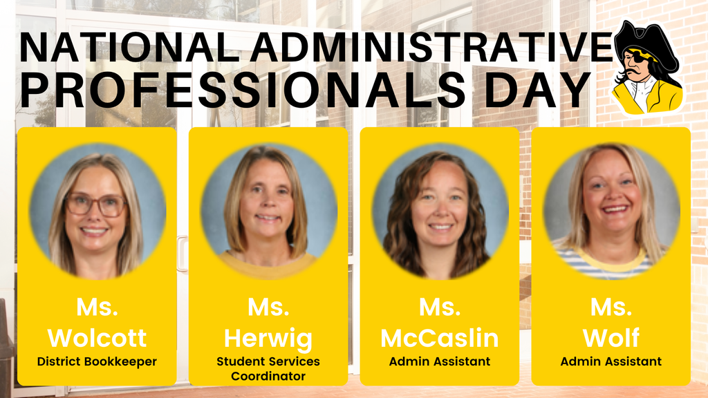 four photos of admin professionals - ms wolcott, ms herwig, ms mccaslin, ms wolf