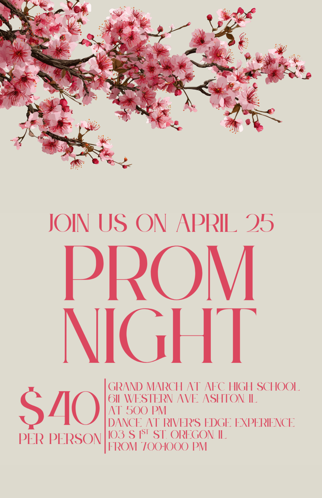 flyer of prom night on April 25