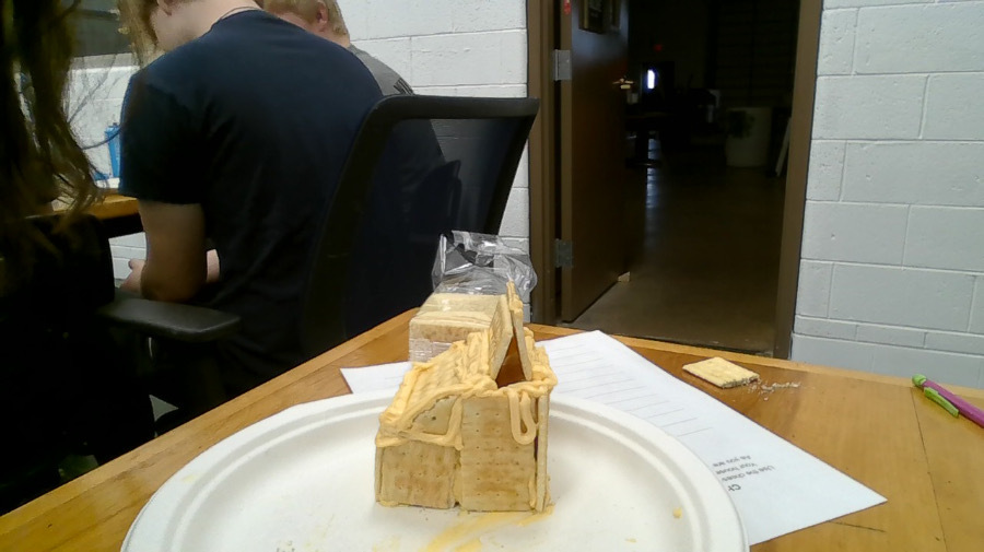 cheese and cracker house creating by a student