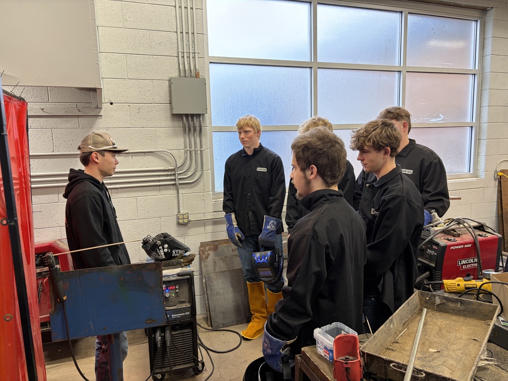 students by the welding machine