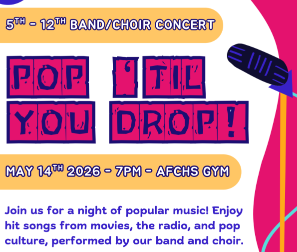 flyer for upcoming band concert on May 14 at 7pm