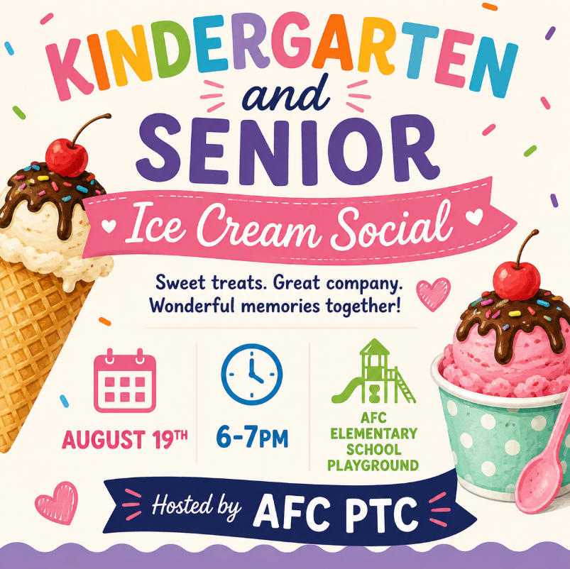 graphic of information and ice cream hosted by AFC PTC