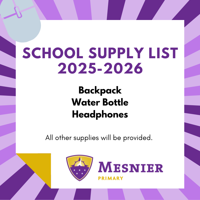 School Supply List 2025-2026: Backpack, water bottle, headphones