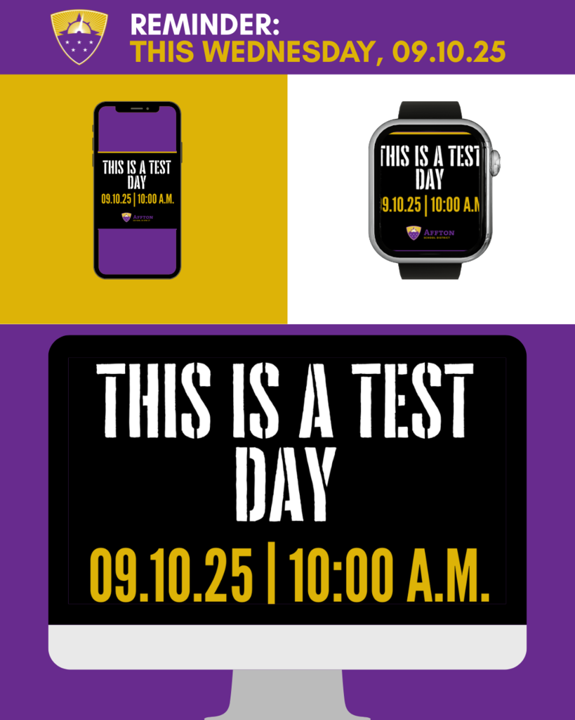 REMINDER THIS IS A TEST DAY IS WEDNESDAY!