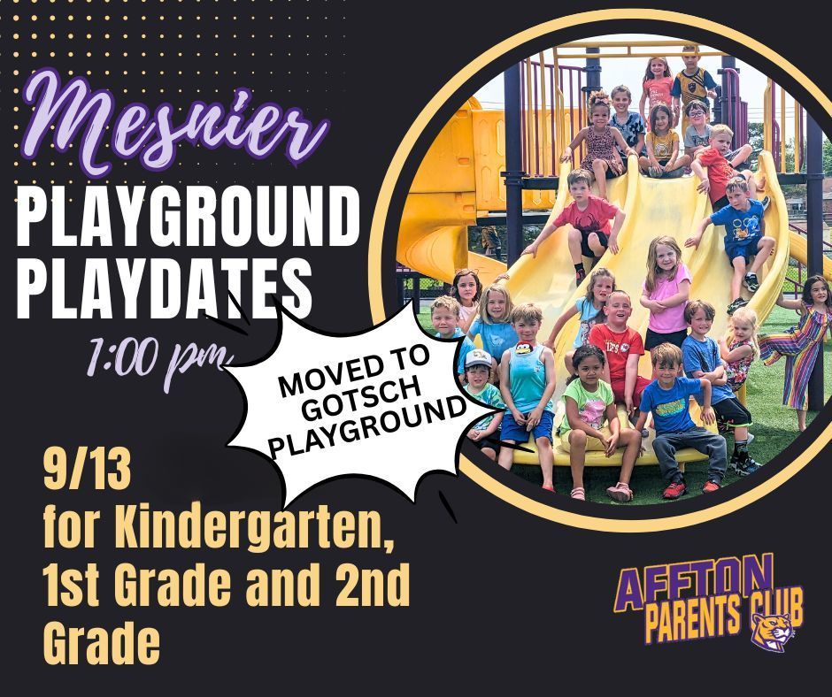 playground playdate! This weekend 9/13, moved to Gotsch Playground