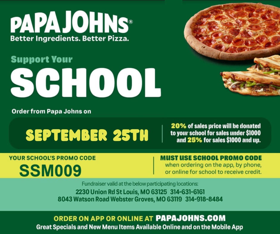 Papa John's Pizza Night school code SSM009