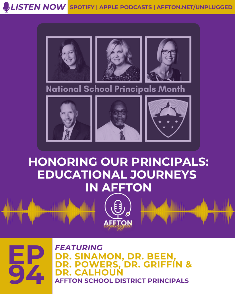 Affton Unplugged graphic featuing pictures of building princpals