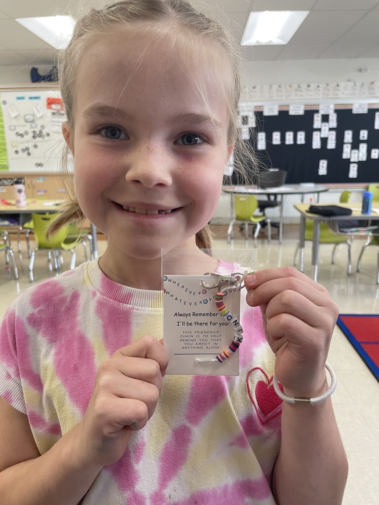 keychain made by 2nd grader for Rainbows for Kids