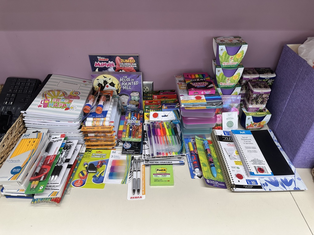 donated school supplies from dollar tree
