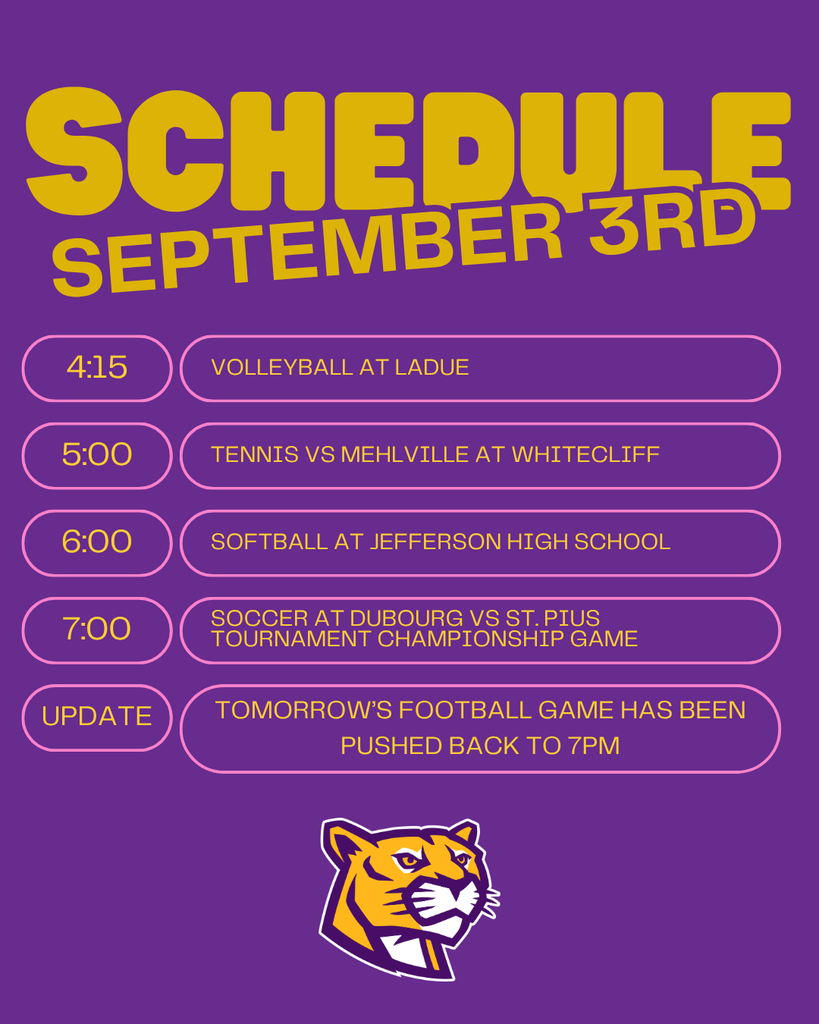 September 3rd schedule