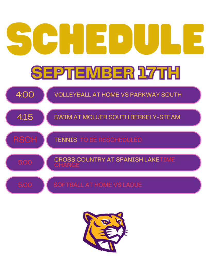 9/17 schedule update
