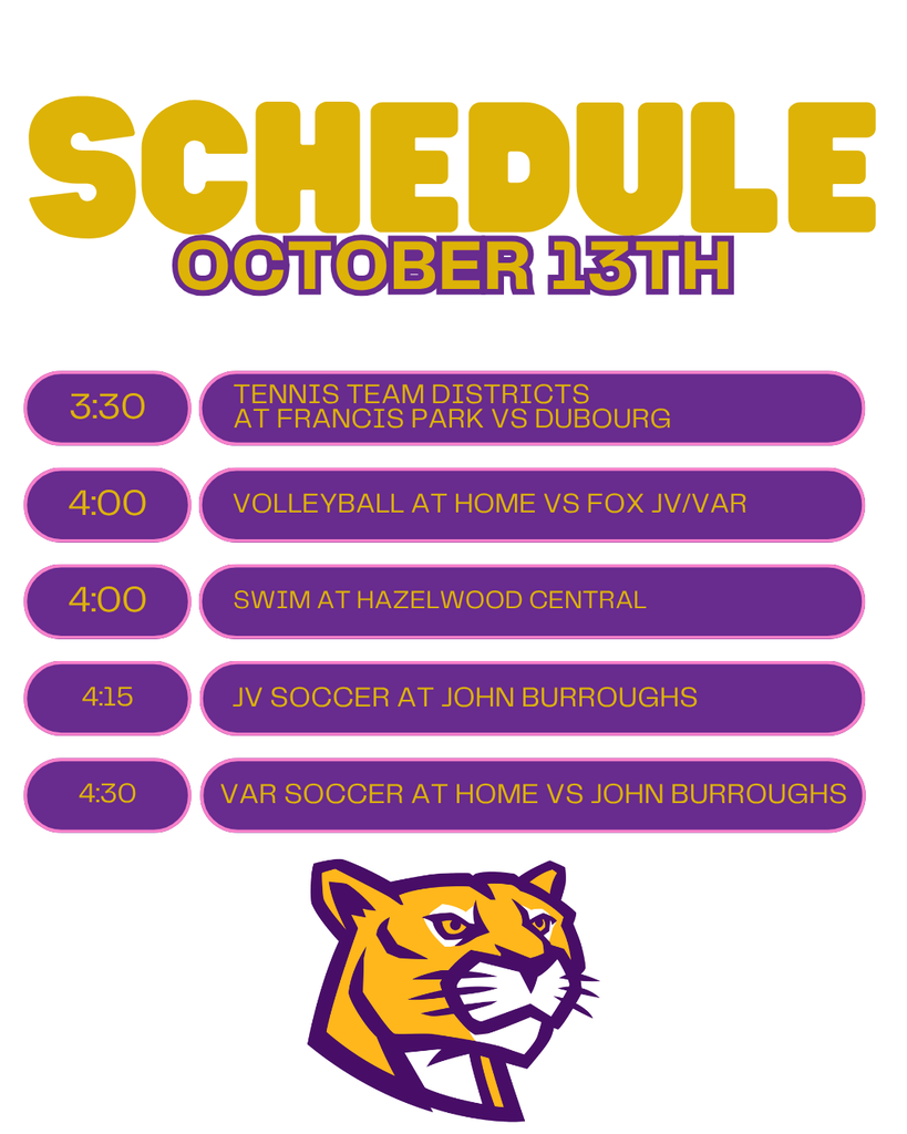 October 13th schedule