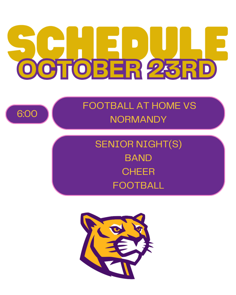 October 23rd.  senior nights for band, cheer and football