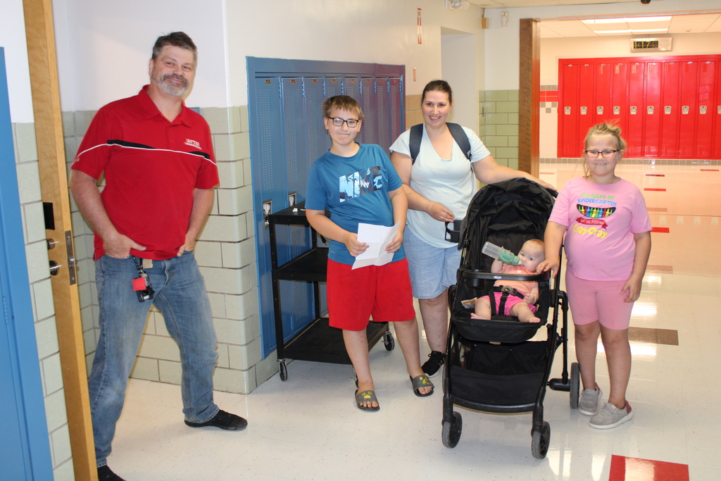 Afton teacher meeting students.