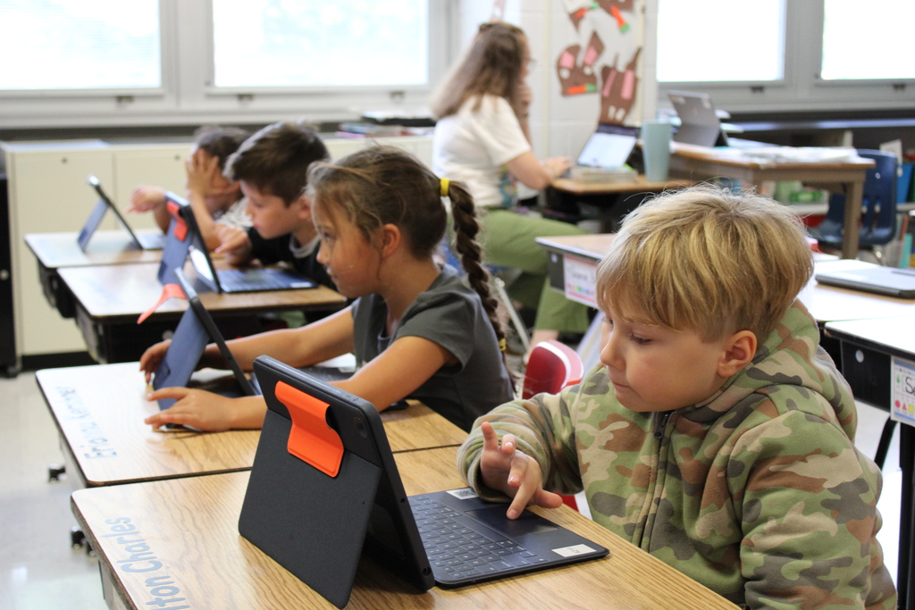 Afton students working on computers
