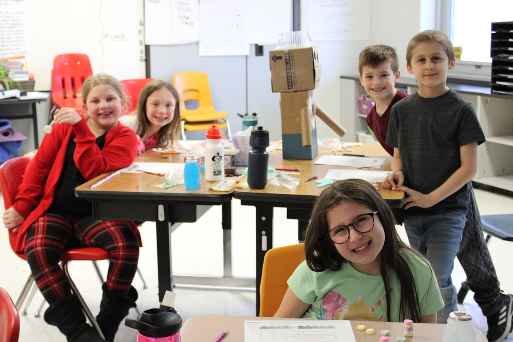 Happy elementary students