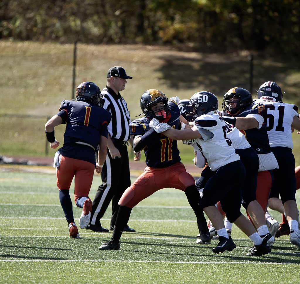 Football players pushing 
