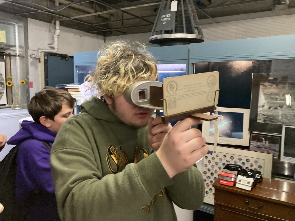 Student looking through old style viewmaster