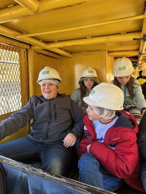 Students with mining hats on 