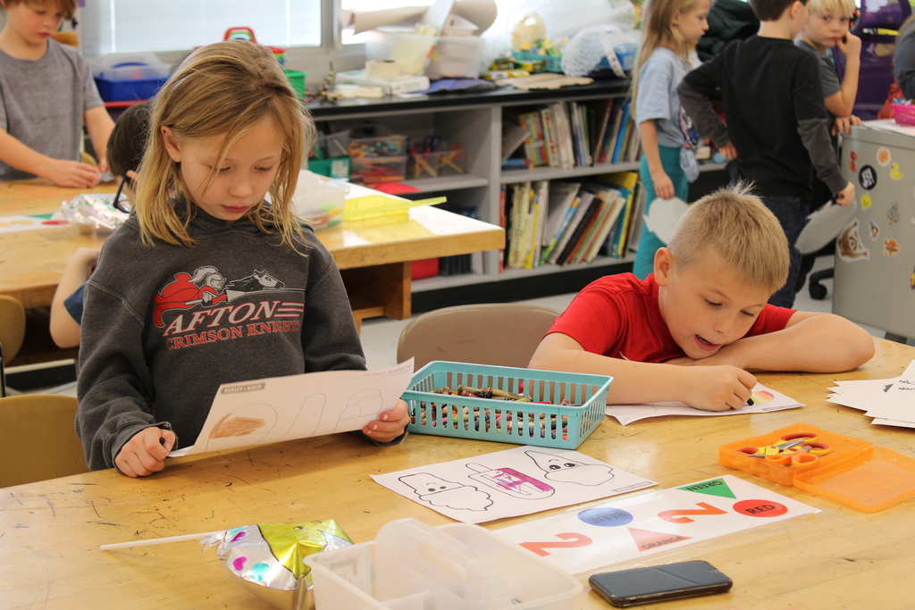 Students working on artwork