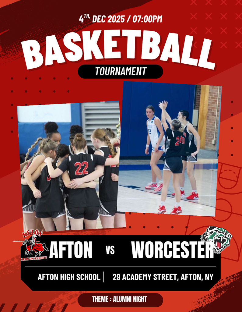 Afton vs Worcester Afton High School 29 Academy Street, Afton NY Alumni Night December 4 2025 at 7:00 p.m.