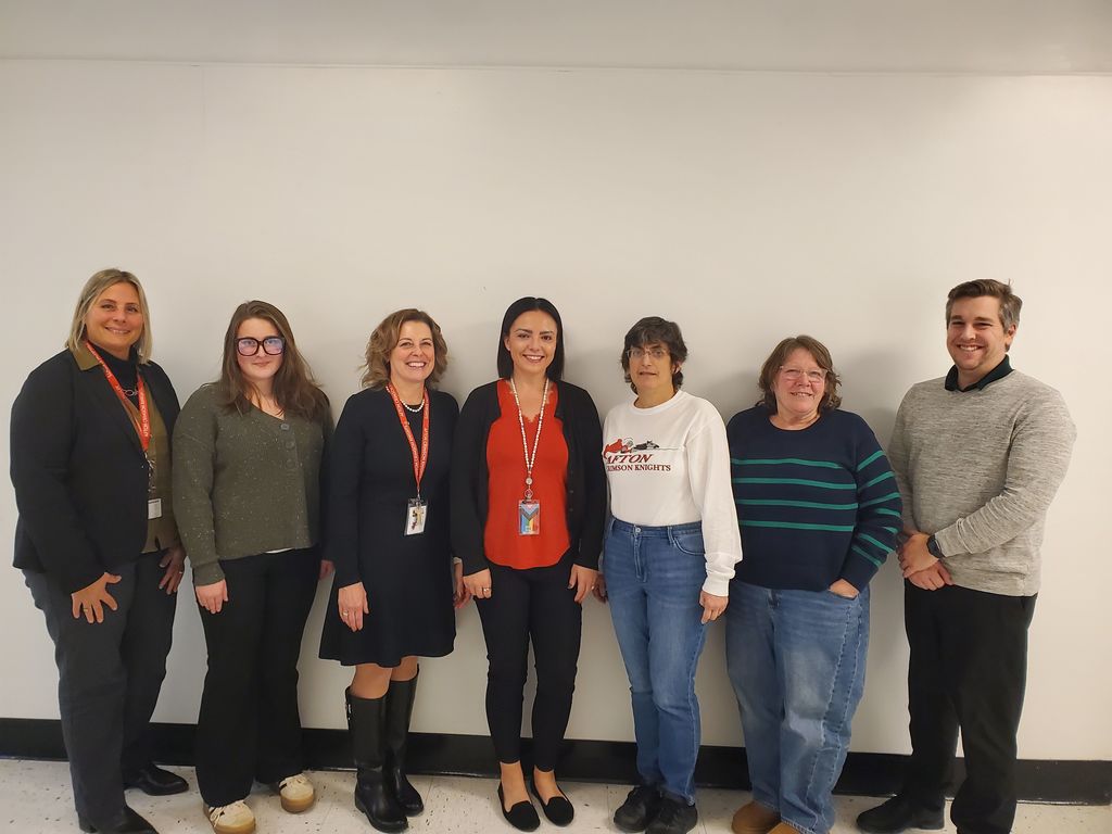 Kim Johnson and Board Members with Director of Pupil Personnel and Superintendent