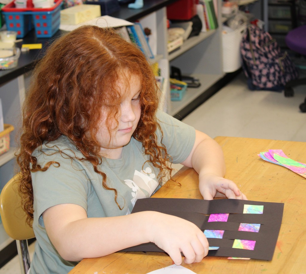 Student working on art project
