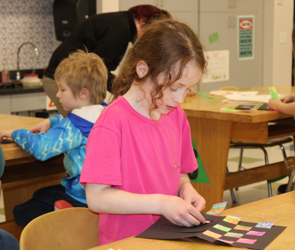 Student working on art project