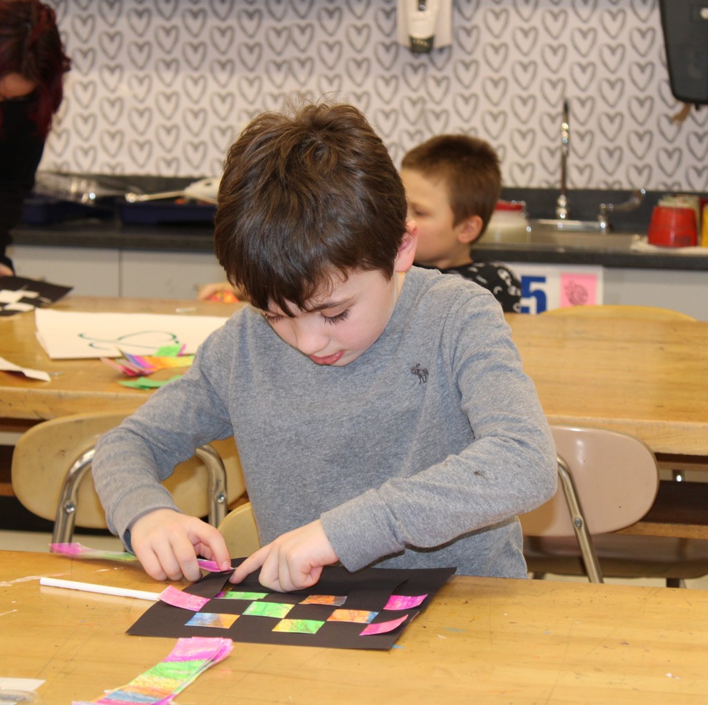 Student working on art project