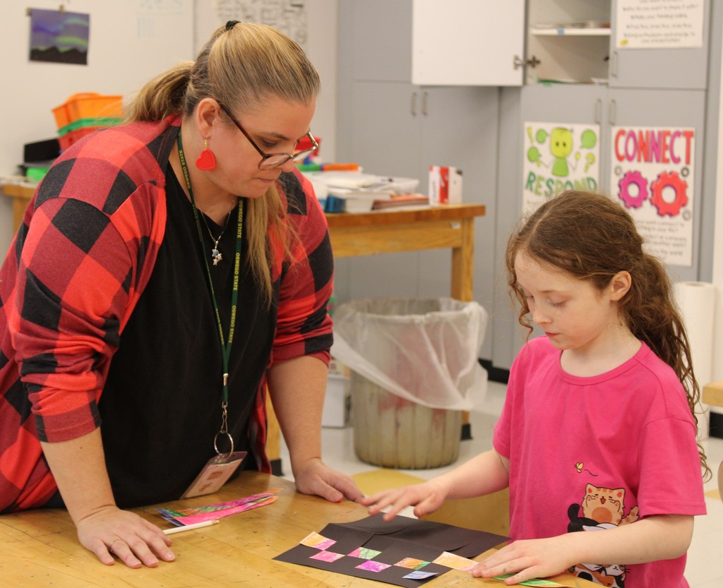Student working on art project