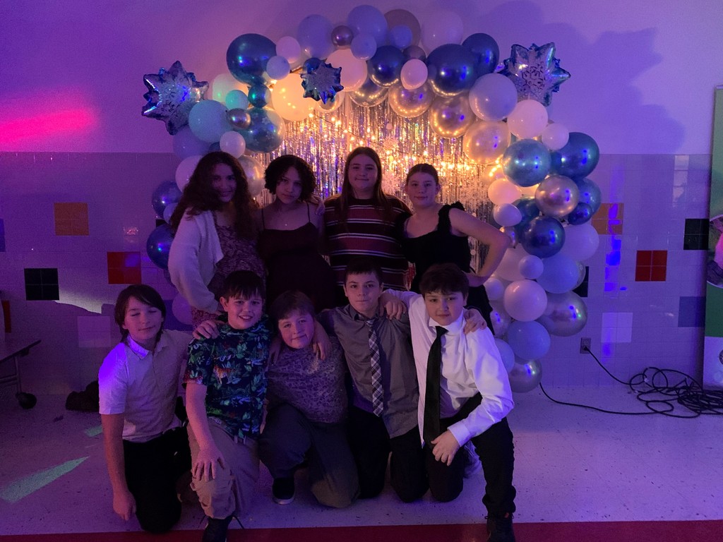 Students in front of the balloons.