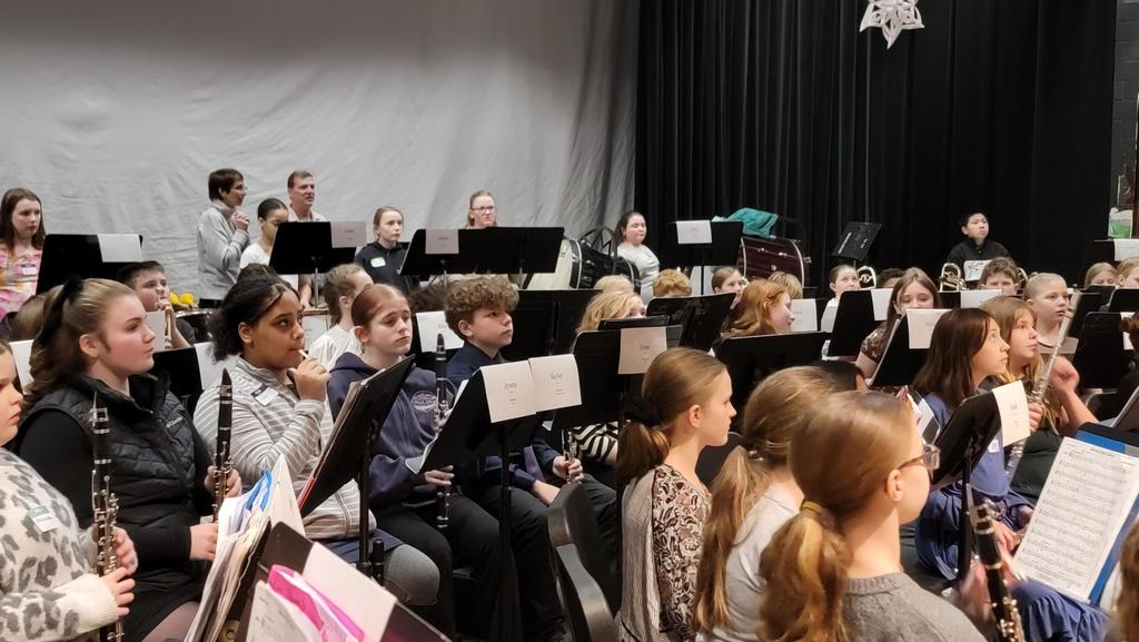 Students performing in band