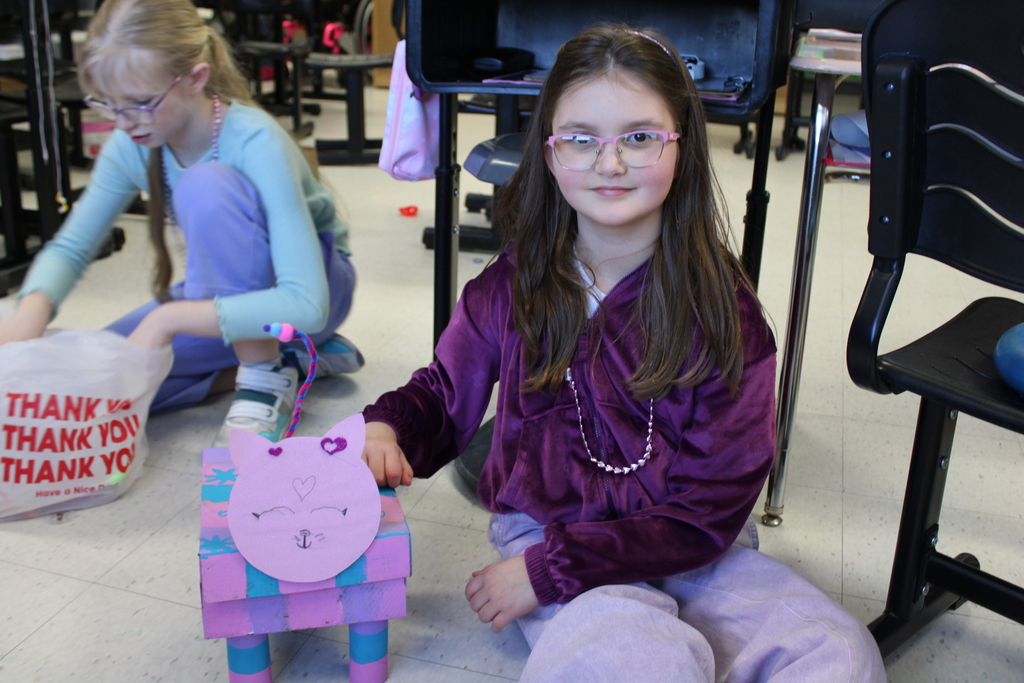 Afton student with valentines box
