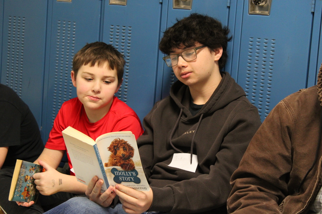 students reading books